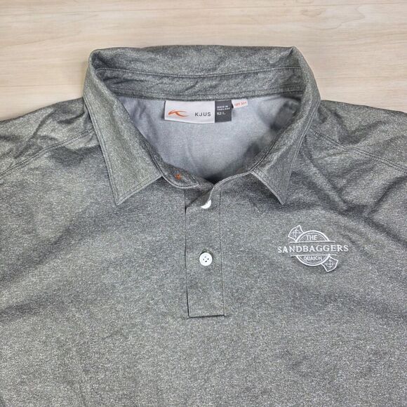 Kjus Polo Shirt Mens 2XL Gray Sandbaggers Golf Performance UPF 30 Lightweight - Picture 3 of 8